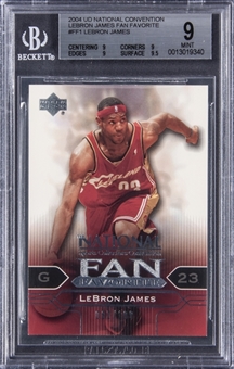 2004 Upper Deck National Sports Collectors Convention "Fan Favorite" #FF1 LeBron James (#082/100) - BGS MINT 9